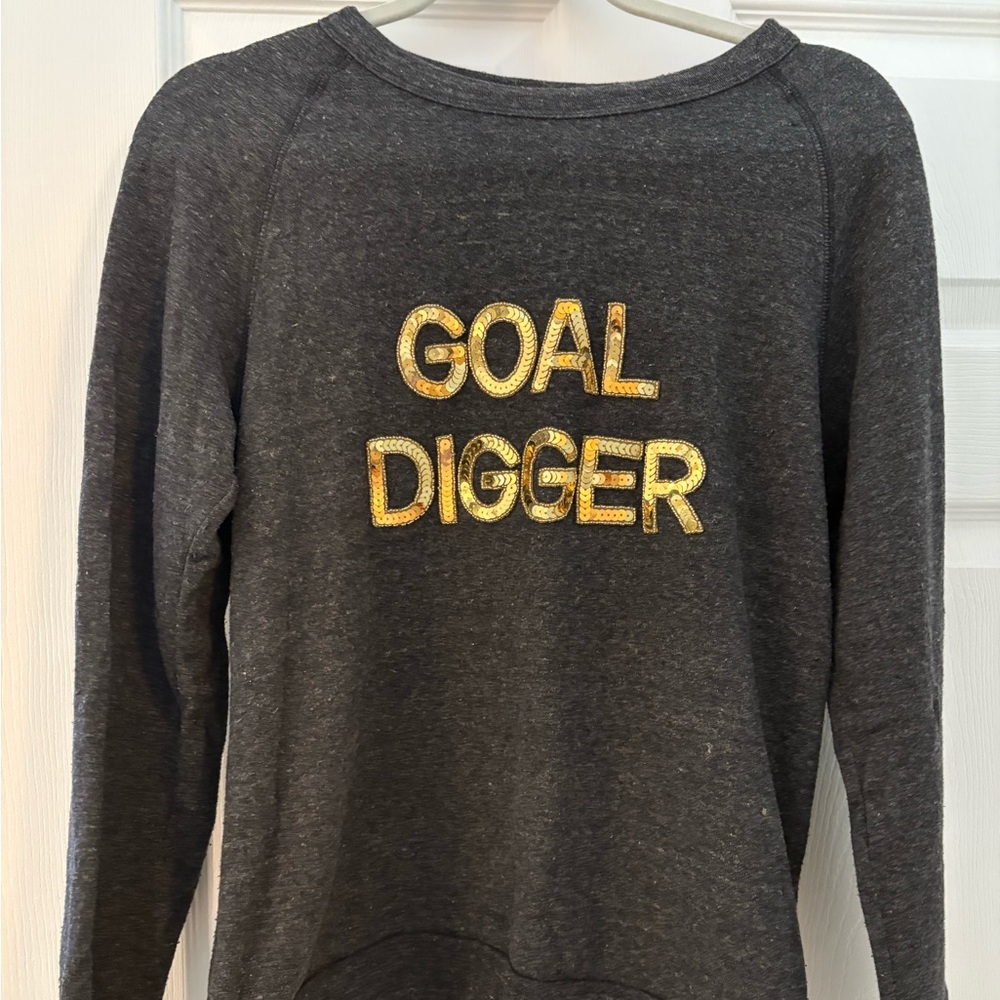 Bow & Drape Charcoal Sweatshirt with Gold Accents
